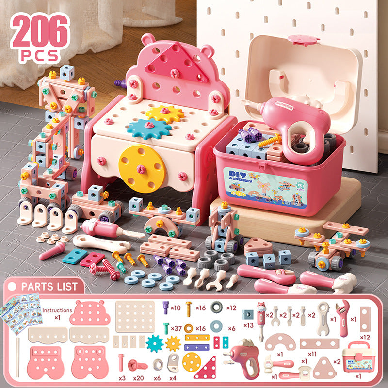 Kids Assembly Screw Tool Box with Electric Drill