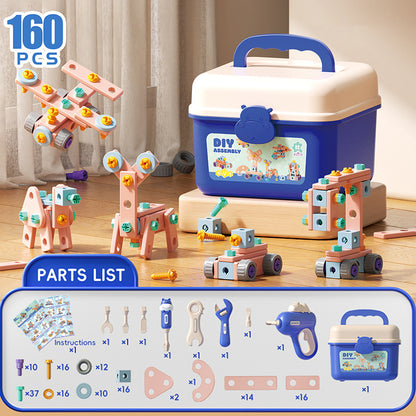 Kids Assembly Screw Tool Box with Electric Drill