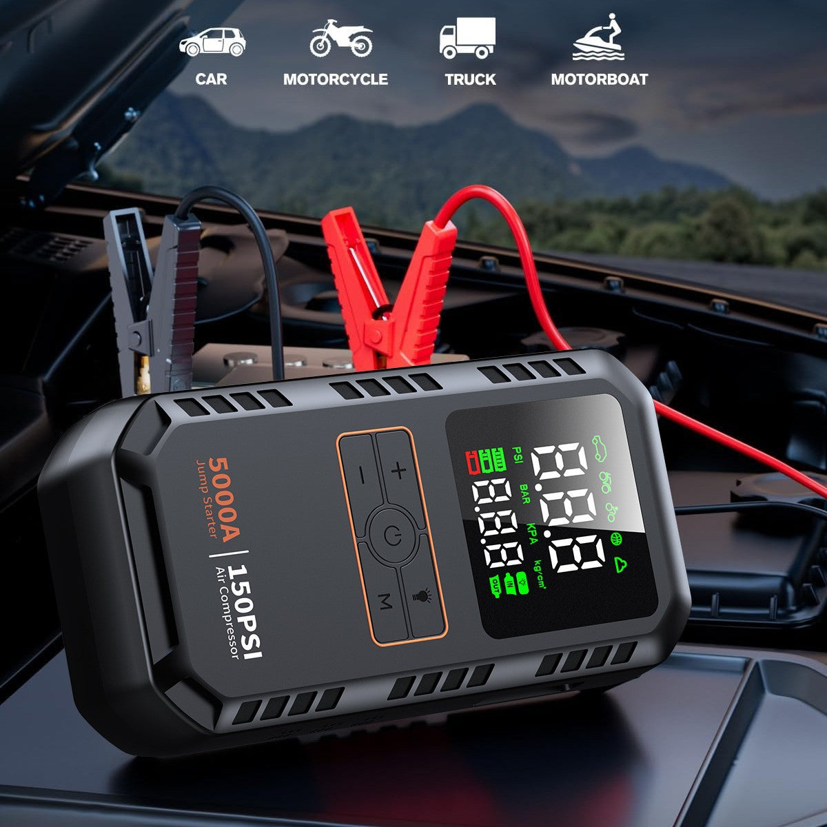 Multifunctional Car Air Pump with Power Bank
