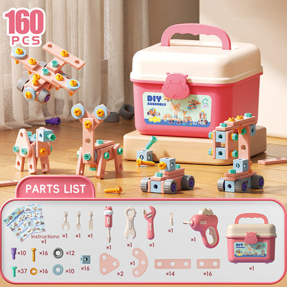 Kids Assembly Screw Tool Box with Electric Drill