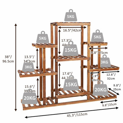 Indoor 9 Tier Wooden Plant Home Decor Stand Armaan Enterprises