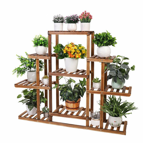 Indoor 9 Tier Wooden Plant Home Decor Stand Armaan Enterprises